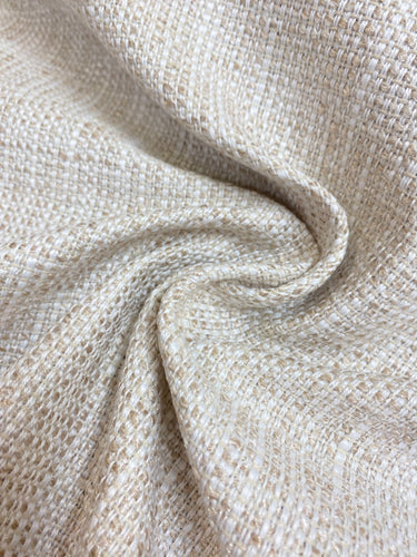 Designer Tweed Beige White Mid Century Modern Water & Stain Resistant Upholstery Fabric STA 4011