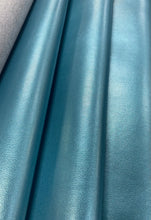 Load image into Gallery viewer, Designer Teal Blue Pearlucent Metallic Vegan Faux Leather Vinyl Upholstery Fabric WHS 3707