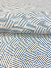 Load image into Gallery viewer, Perennials Chelsea Square Spruse Rose Tarlow Melrose House Water Resistant Blue Indoor Outdoor Geometric Upholstery Drapery Fabric WHS 3085