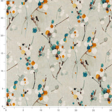 Load image into Gallery viewer, Stain Resistant Seafoam Green Turquoise Orange Floral Upholstery Drapery Fabric CF