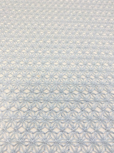 1.8 Yards of Kravet 35798-15 Reversible Embroidered Sky Blue White Geometric Drapery Fabric STA 3108