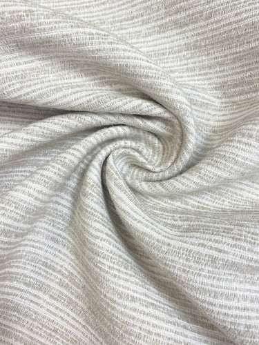 Perennials Crepe Du Jour Chalk White Beige Stripe Indoor Outdoor Water & Stain Resistant Upholstery Fabric WHS 3889