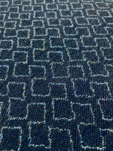 Load image into Gallery viewer, Sunbrella Sir Arthur Navy Blue Grey Geometric Reversible Indoor Outdoor Water &amp; Stain Resistant Upholstery Fabric WHS 3468