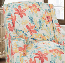 Load image into Gallery viewer, Stain Resistant Cream Teal Green Coral Floral Upholstery Drapery Fabric CF