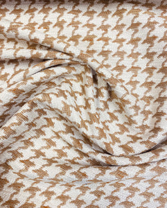 Designer Water & Stain Resistant Camel Beige Houndstooth Upholstery Fabric WHS 3089