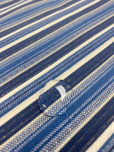 Load image into Gallery viewer, Designer Water &amp; Stain Resistant Navy Blue White Nautical Stripe Upholstery Fabric STA 3080