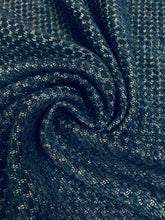 Load image into Gallery viewer, 1.5 Yard Designer InsideOut Navy Blue Grey MCM Mid Century Modern Tweed Water &amp; Stain Resistant Upholstery Fabric WHS 4118