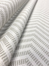 Load image into Gallery viewer, Designer Water &amp; Stain Resistant MCM Mid Century Modern Off White Grey Herringbone Upholstery Fabric WHS 3396