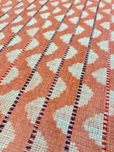 Load image into Gallery viewer, 1.9 Yard Designer Coral Geometric Stripe Chenille Upholstery Fabric WHS 3458