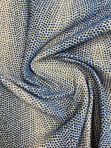 Scalamandre Despres Weave Indigo Navy Blue Taupe Animal Pattern Upholstery Fabric STA 3405