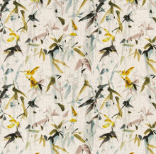 Load image into Gallery viewer, Stain Resistant Cream Aqua Blue Green Floral Bird Upholstery Drapery Fabric CF