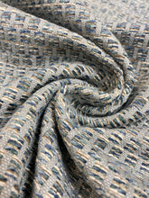 Load image into Gallery viewer, Designer Linen Viscose Grey Teal Brown Cream Tweed Upholstery Fabric WHS 4174