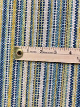 Load image into Gallery viewer, 1.3 Yard of Designer Navy Blue Beige Green Mustard Stripe Chenille Upholstery Fabric WHS 3850