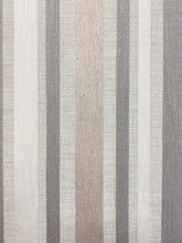 Load image into Gallery viewer, 1.3 Yard Designer Water &amp; Stain Resistant Beige Taupe Stripe Linen Blend Upholstery Fabric WHS 4087