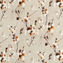 Load image into Gallery viewer, Stain Resistant Orange Cream Black Floral Upholstery Drapery Fabric CF