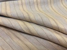 Load image into Gallery viewer, Designer Beige Yellow Stripe Belgian Linen Upholstery Drapery Fabric