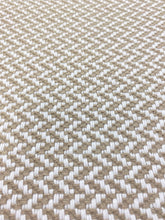 Load image into Gallery viewer, Brentano Brushstroke Cappuccino Indoor Outdoor Water &amp; Stain Resistant Taupe Cream MCM Herringbone Upholstery Fabric STA 3639