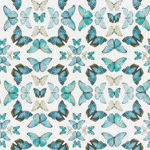 Load image into Gallery viewer, Cotton Ivory Turquoise Taupe Blue Butterfly Upholstery Drapery Fabric FB