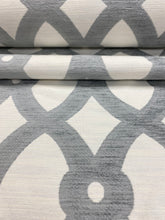 Load image into Gallery viewer, Kravet Crypton 34702-11 Grey Cream Geometric Chenille Water &amp; Stain Resistant Upholstery Fabric WHS 3491