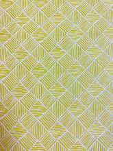 Load image into Gallery viewer, 1.5 Yard Designer Chartreuse Green Yellow Cream Abstract Geometric Upholstery Fabric WHS 3968
