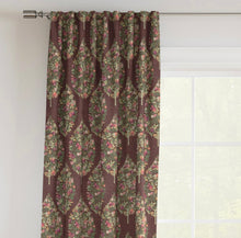 Load image into Gallery viewer, Stain Resistant Floral Purple Green Pomegranate Drapery Upholstery Fabric CF