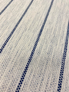 Navy Blue Cream Nautical Stripe Indoor Outdoor Water & Stain Resistant Upholstery Fabric STA 3422