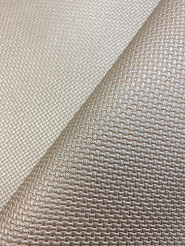 1.5 Yard Designer Light Gold Basketweave Faux Leather Upholstery Water & Stain Resistant Vinyl WHS 3330
