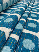 Load image into Gallery viewer, Burch Fabrics Nanotex Teal Blue Aqua Ikat Chenille Water &amp; Stain Resistant Upholstery Fabric STA 3291