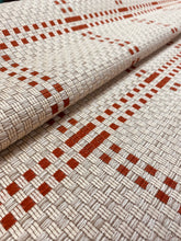 Load image into Gallery viewer, 1.8 Yard Designer Water &amp; Stain Resistant Beige Rusty Red Woven Check Upholstery Fabric WHS 3227