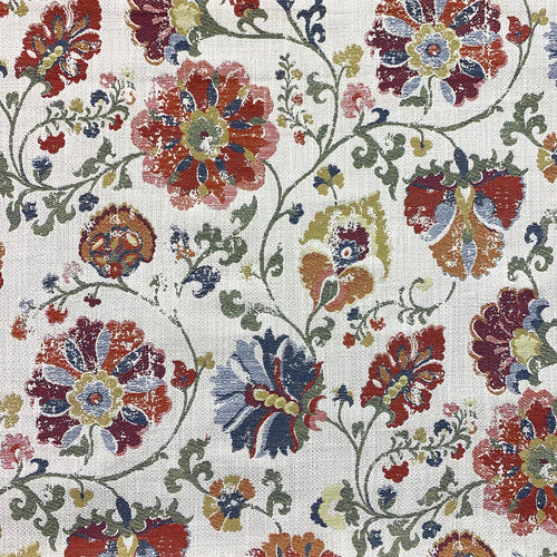 Beige Red Orange Green Blue Floral Tapestry Upholstery Fabric MGF
