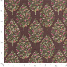 Load image into Gallery viewer, Stain Resistant Floral Purple Green Pomegranate Drapery Upholstery Fabric CF