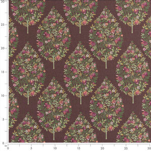 Stain Resistant Floral Purple Green Pomegranate Drapery Upholstery Fabric CF