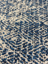 Load image into Gallery viewer, Designer Navy Blue Grey Water &amp; Stain Resistant Abstract Tweed Upholstery Fabric STA 3695
