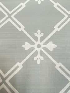 Designer Water & Stain Resistant Grey White Geometric Floral Indoor Outdoor Upholstery Drapery Fabric WHS 3097