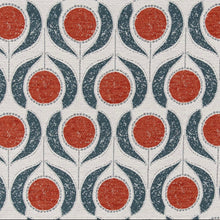 Load image into Gallery viewer, Heavy Duty Teal Orange Cream Floral Medallion Tapestry Upholstery Fabric CF