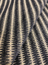 Load image into Gallery viewer, Designer Black Beige Geometric Stripe Chenille Upholstery Fabric WHS 4121