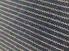 Load image into Gallery viewer, Designer Water &amp; Stain Resistant Navy Blue Beige Stripe Nautical Upholstery Fabric WHS 3729