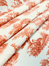 Load image into Gallery viewer, Cotton Cream Orange French Country Toile Upholstery Drapery Fabric STA 3132