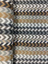 Load image into Gallery viewer, 1.5 Yard Designer Mustard Gold Grey White Seafoam Herringbone Water &amp; Stain Resistant Upholstery Fabric WHS 3942