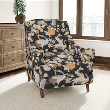 Load image into Gallery viewer, Stain Resistant Charcoal Black Grey Brown Mustard Chinoiserie Crane Bird Upholstery Drapery Fabric CF