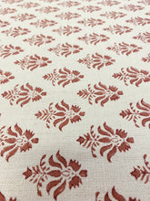 Load image into Gallery viewer, 1.5 Yard of F + P Thornham Fabric Cotton Linen Rusty Brown Ivory Floral Water &amp; Stain Resistant Upholstery Drapery Fabric WHS 3117