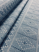 Load image into Gallery viewer, Designer Antique Blue Navy Beige Geometric Woven Upholstery Fabric WHS 3836