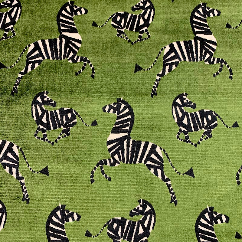 Lime Green Black Cream Zebra Animal Cut Velvet Upholstery Fabric MGF