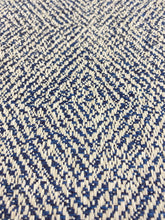 Load image into Gallery viewer, Designer Water &amp; Stain Resistant Navy Blue Beige MCM Mid Century Modern Tweed Geometric Upholstery Fabric WHS 3566