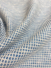 Load image into Gallery viewer, Designer French Blue White Woven Check Water &amp; Stain Resistant Upholstery Fabric WHS 4018