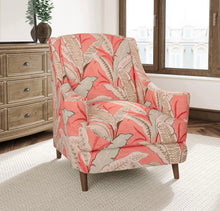 Load image into Gallery viewer, Stain Resistant Taupe Coral Red Aqua Blue Floral Upholstery Drapery Fabric CF