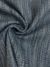 Load image into Gallery viewer, Designer Navy Denim Blue Stripe MCM Mid Century Modern Tweed Upholstery Fabric WHS 4089