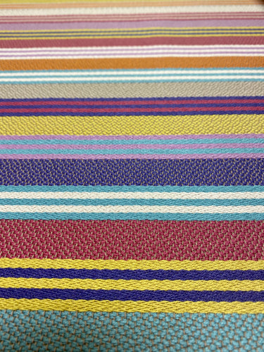 Designer Orange Yellow Purple Aqua Pink Taupe Stripe Water & Stain Resistant Upholstery Drapery Fabric STA 3289