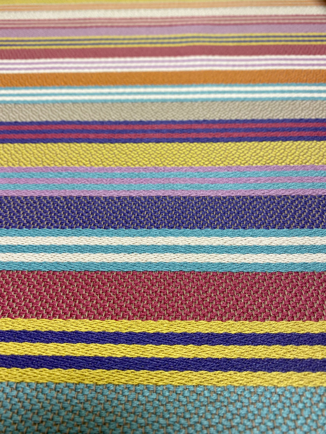 Designer Orange Yellow Purple Aqua Pink Taupe Stripe Water & Stain Resistant Upholstery Drapery Fabric STA 3289
