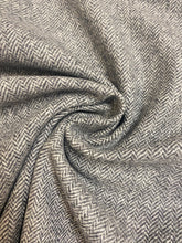 Load image into Gallery viewer, Designer Wool Water &amp; Stain Resistant MCM Mid Century Modern Herringbone Charcoal Grey Upholstery Fabric WHS 3911